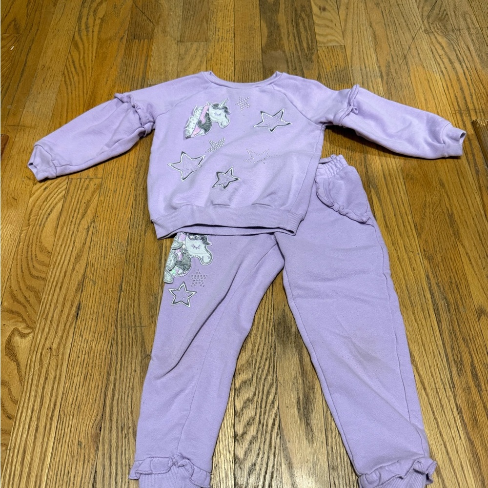 Lavender Unicorn Star Sweatshirt and Pants Set